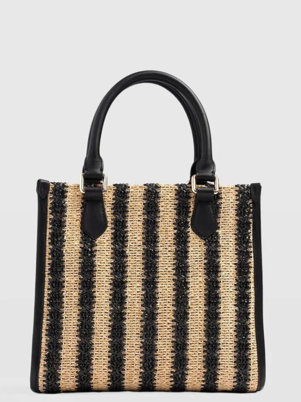 Mia Mini Tote Bag - Black Raffia - Picture 3 of 9